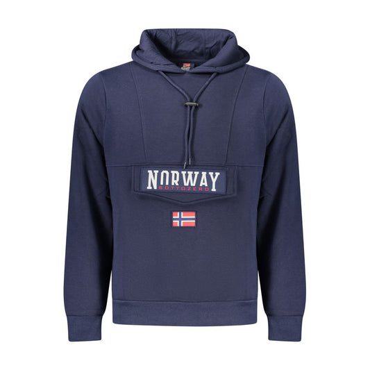 Blue Cotton Men's Hooded Sweatshirt