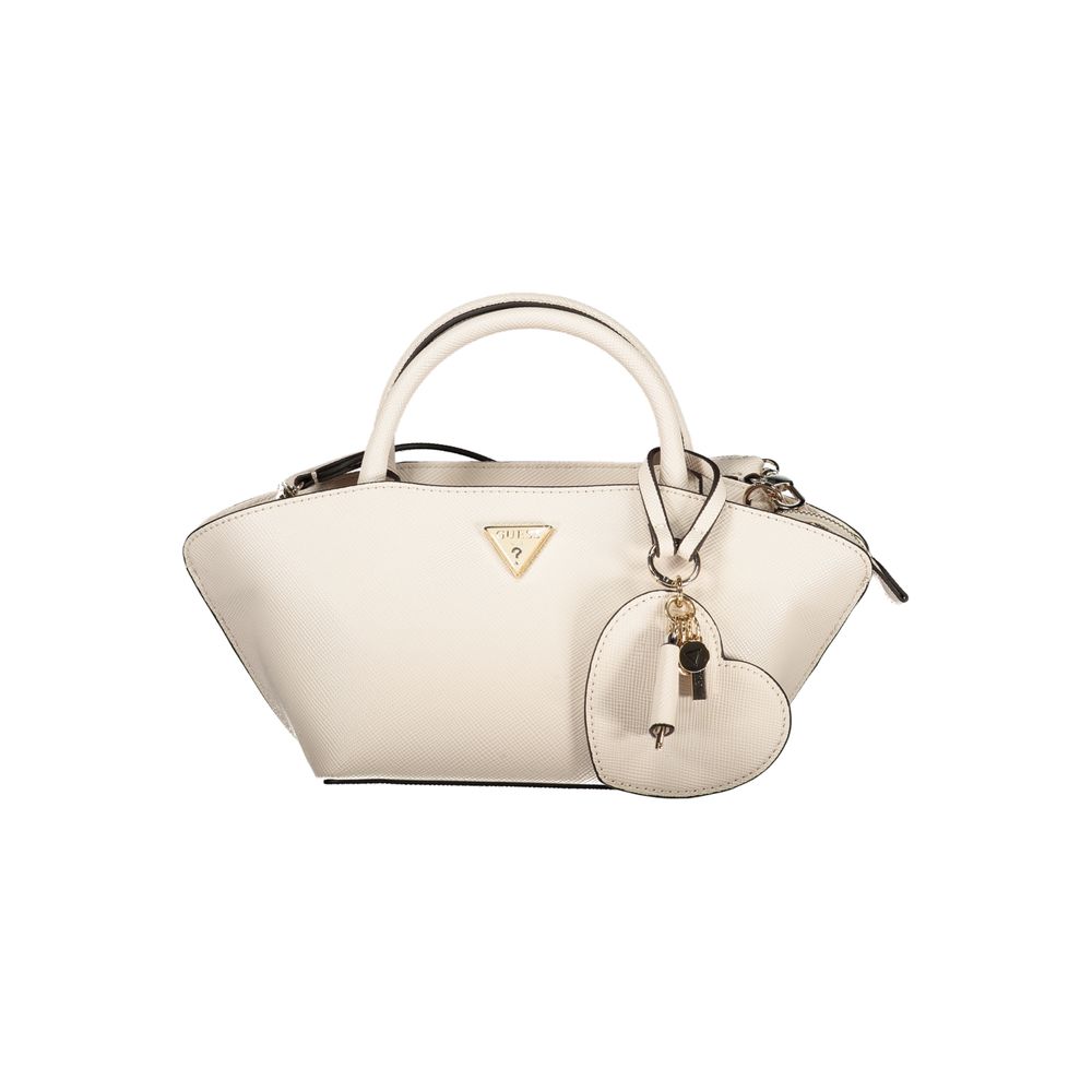 Beige Polyurethane Women's Handbag