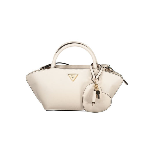 Beige Polyurethane Women's Handbag