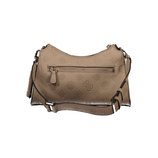 Beige Polyurethane Women's Crossbody Bag
