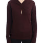 Elegant Purple Keyhole Wool Sweater