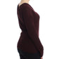 Elegant Purple Keyhole Wool Sweater