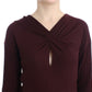 Elegant Purple Keyhole Wool Sweater