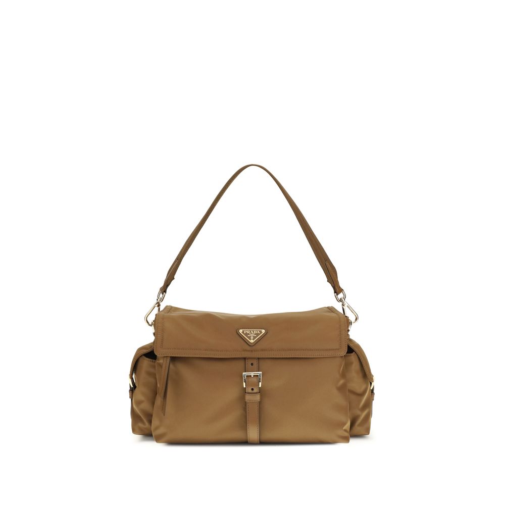 Brown Recycled Polyamide Shoulder Bag