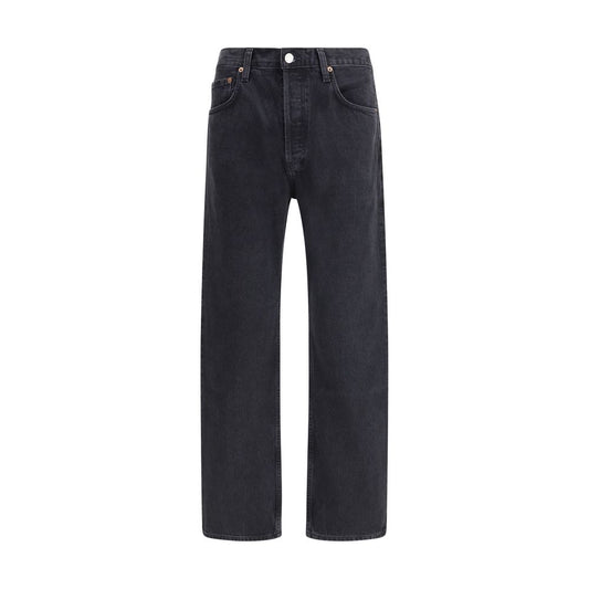 Black Cotton Straight-Leg Jeans