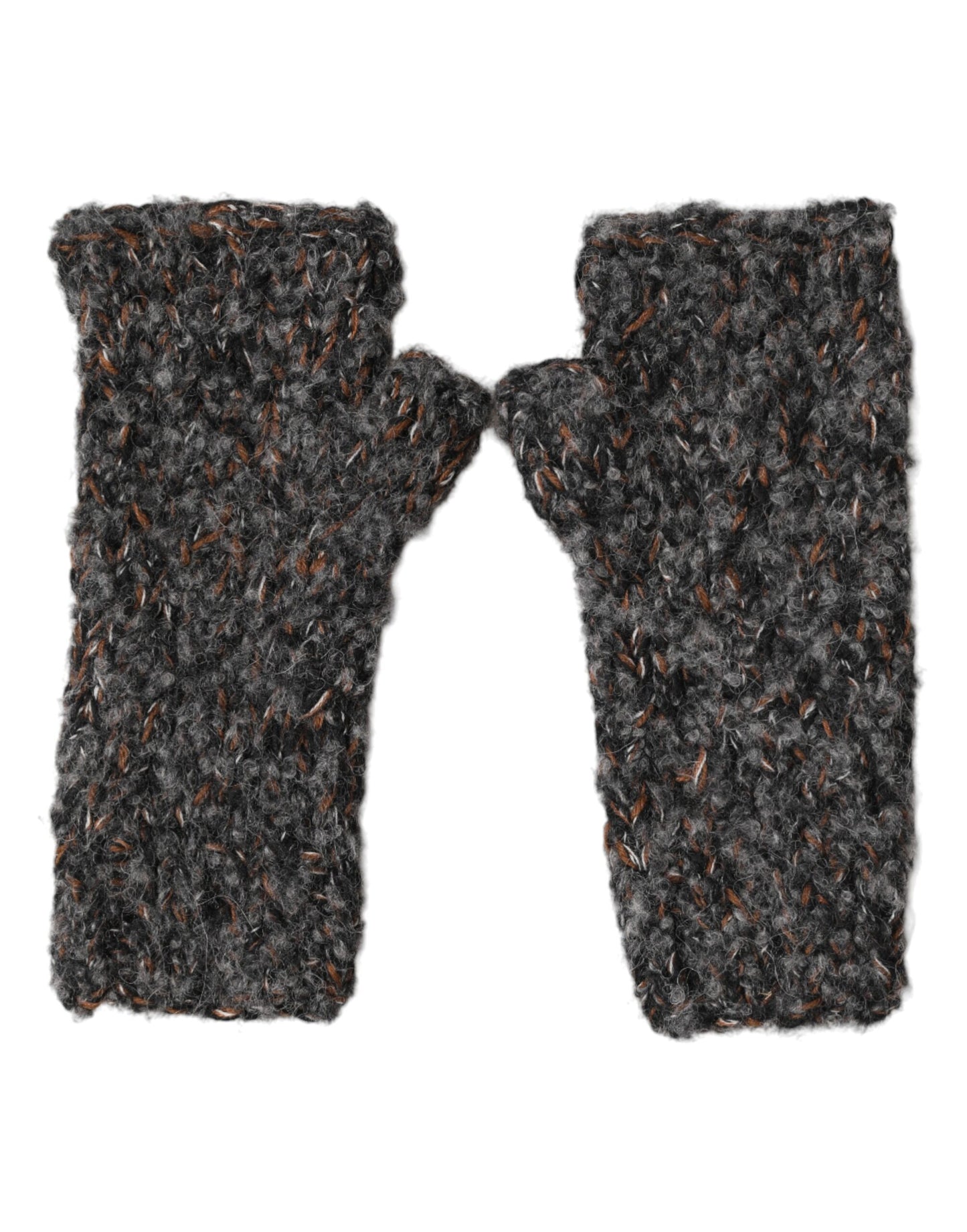 Gray Virgin Wool Knitted Fingerless Men Gloves