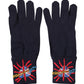 Blue Wool Knit #DGLovesLondon Embroidered Mitten Gloves