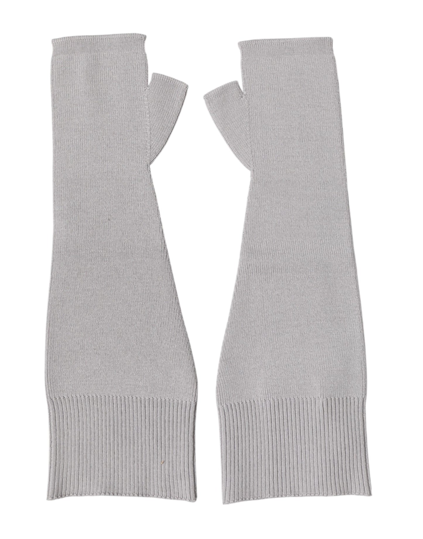 Gray Virgin Wool Knitted Fingerless Men Gloves
