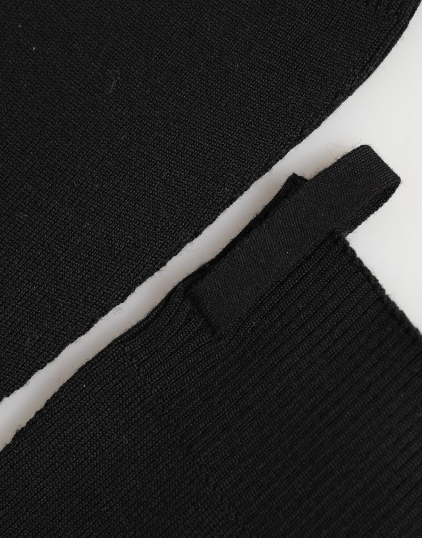 Black Virgin Wool Knitted Fingerless Men Gloves