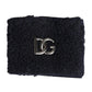 Black Polyester Logo Plaque Men One Size Wristband