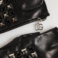 Black Leather Studded Fingerless Hand Mitten Men Gloves