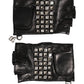 Black Leather Studded Fingerless Hand Mitten Men Gloves