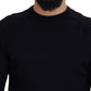 Black Wool Crewneck Pullover Sweatshirt Sweater