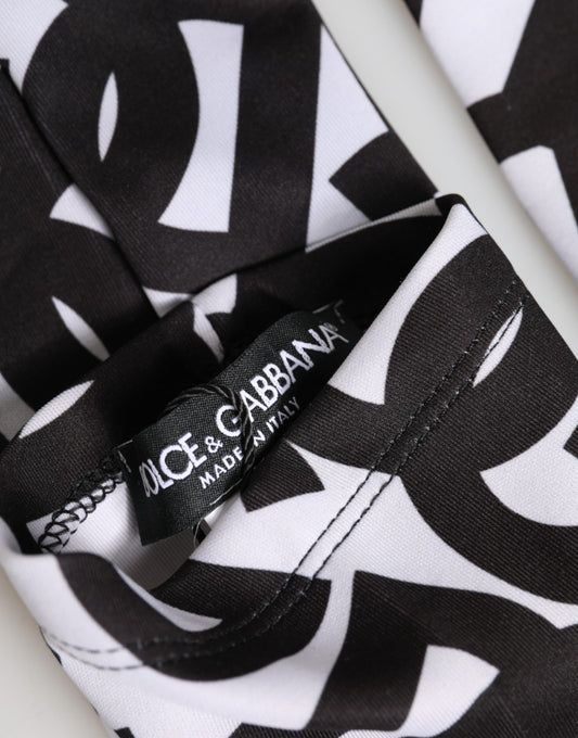 Black White DG Logo Elbow Length Mitten Gloves