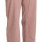 Cotton Pink High Waist Straight Trouser Pants