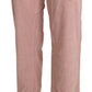 Cotton Pink High Waist Straight Trouser Pants