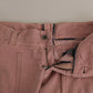 Cotton Pink High Waist Straight Trouser Pants