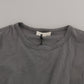 Cotton Gray Round Neck Pullover Top Sweater