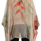 Silk Multicolor Printed Poncho Long Sleeves Women Blouse Top