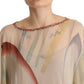 Silk Multicolor Printed Poncho Long Sleeves Women Blouse Top