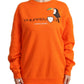 Orange Printed Long Sleeves Pullover Sweater