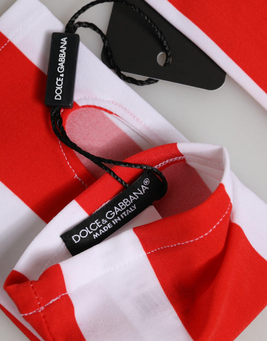 Red White Nylon Fingerless Wrist Length Gloves