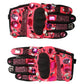 Black Pink Crystal Wrist Length Mitten Gloves