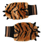 Brown Tiger Knitted Fur Wrist Mitten One Size Gloves