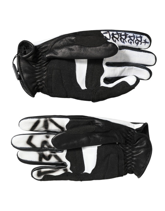 Gloves Black White Crystal Wrist Length Mitten  Gloves