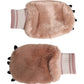 Brown Acrylic Knitted Fur Wrist Mitten Gloves