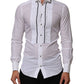 White Cotton Collared Long Sleeve GOLD Dress  Shirt