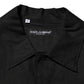 Black Linen Collared Short Sleeve Polo Shirt