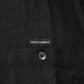 Black Linen Collared Short Sleeve Polo Shirt