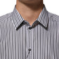 Black White Stripes Men GOLD Dress Shirt
