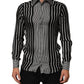 Black White Stripes Men MARTINI Dress Shirt