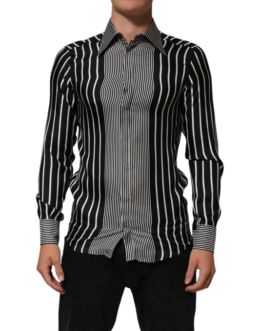 Black White Stripes Men MARTINI Dress Shirt