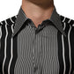 Black White Stripes Men MARTINI Dress Shirt