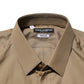 Brown Cotton Collared Men GOLD Dress Shirt