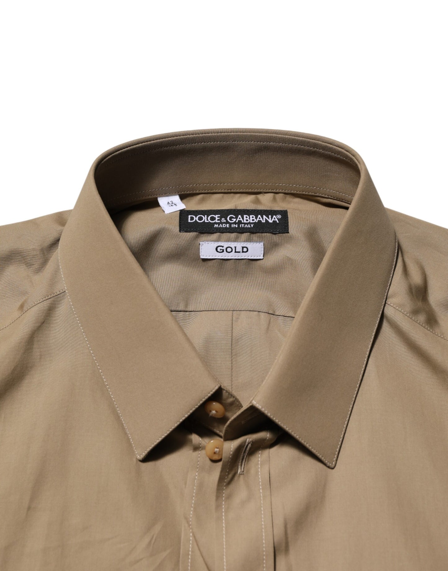 Brown Cotton Collared Men GOLD Dress Shirt