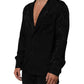 Black DG Logo Silk Men Long Sleeves Shirt