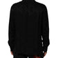 Black DG Logo Silk Men Long Sleeves Shirt