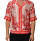 Shirt Red Corals Short Sleeves Button Down