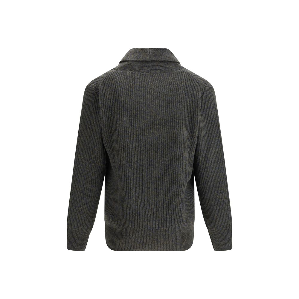 Bicolor Fleece Wool Cardigan