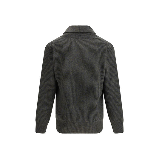 Bicolor Fleece Wool Cardigan