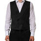 Black Stripes Wool Dress Men Waistcoat Vest