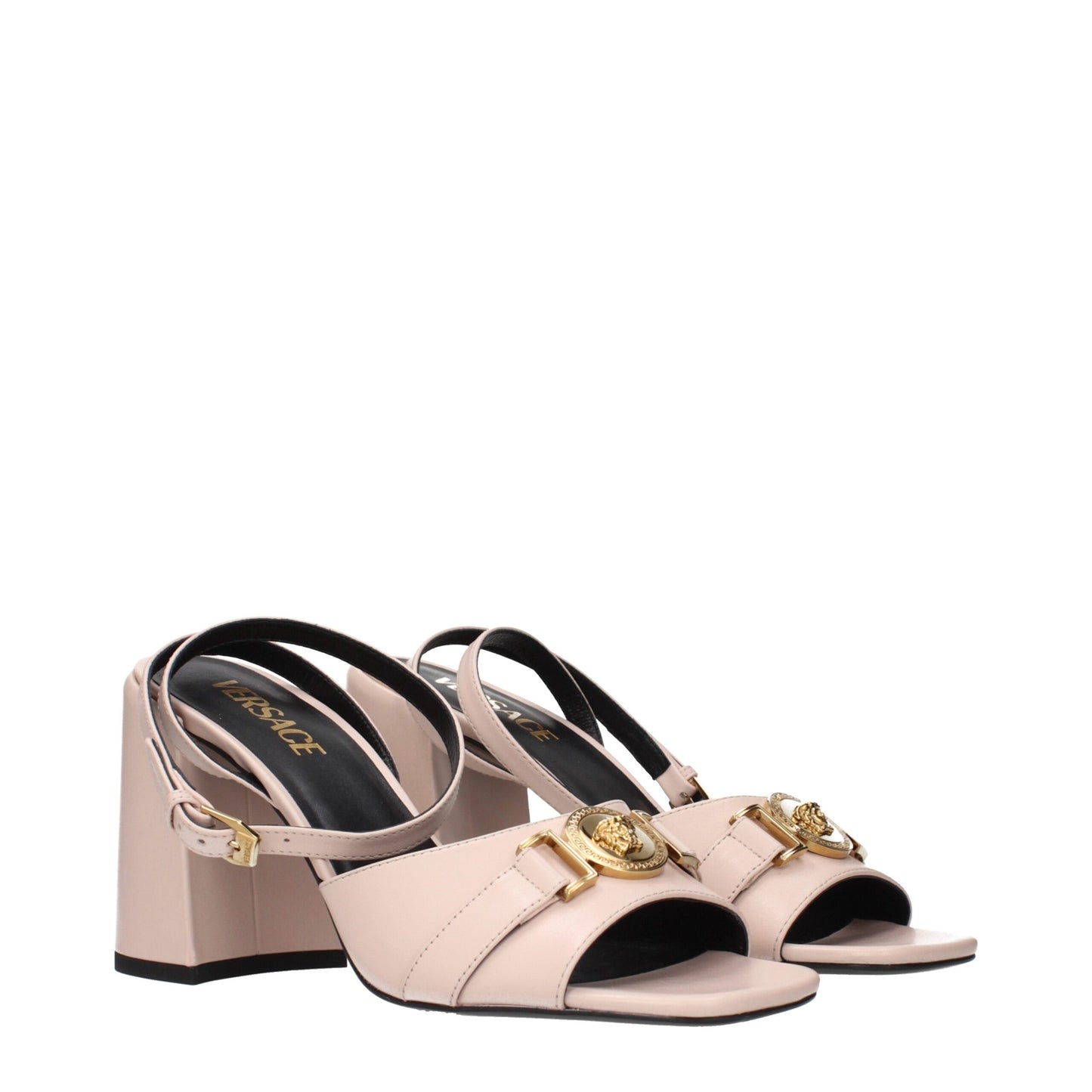 Pink Leather Platform Sandals