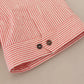 Red White Striped Cotton Short Sleeve Shirt