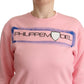 Pink Printed Long Sleeves Pullover Sweater