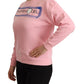 Pink Printed Long Sleeves Pullover Sweater