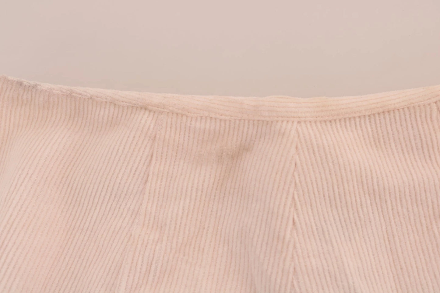 Beige Cotton Stretch Straight Trousers Pants